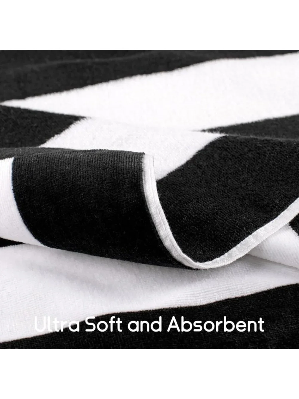 Oversized Black Striped Beach Towel - 35x70